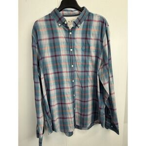 Original Penguin Shirt Mens 2XL Blue Plaid Button Down Long Sleeve Casual Preppy